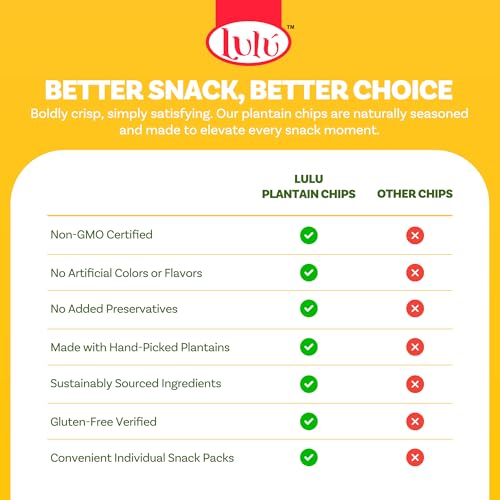 LULU Plantain Chips - Maduritos Sweet Plantain Chips, 30 Individual Bags (2.5 Oz Each) - Crunchy, Delicious, Gluten-Free Healthy Snacks - No Preservatives or Artificial Colors, Sustainably Sourced