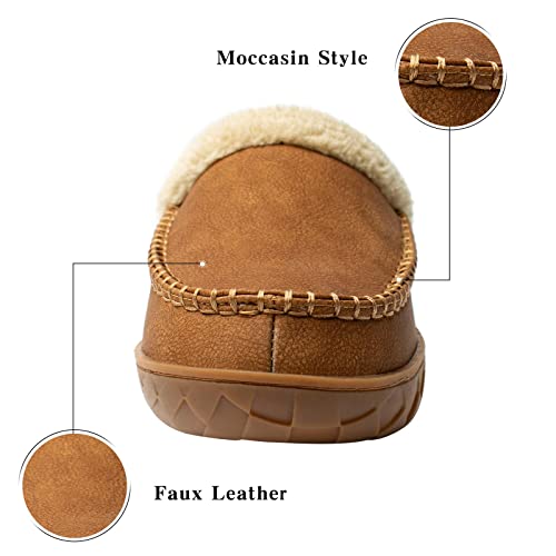 WOTTE Men's Moccasin Slippers Microsuede Fleece Fuzzy Lined Memory Foam House Shoes for Indoor Outdoor2