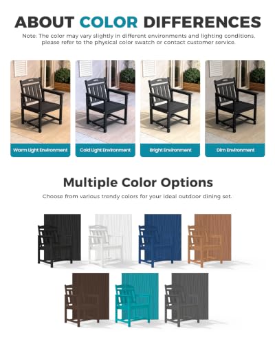 Image of Ciokea HDPE Outdoor Dining Set of 4, Patio Table and Chairs Sets, Black