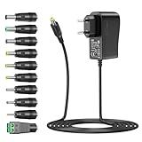 Zolt 24W 12V 2A Fuente de Alimentación Universal, 12V 1A 2A AC DC Adaptador de Corriente Transformador con 9 Enchufes, 2000mA Máx.