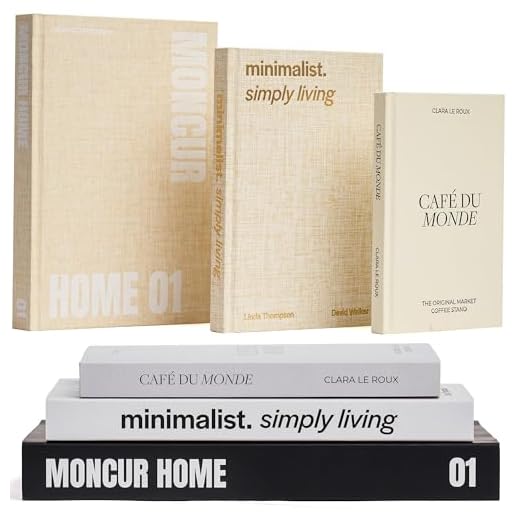 Fake Books for Decoration Set of 3 Coffee Table Books Neutral Beige Home Decor Black & White Coffee Table Removable Covers with Real Blank Pages Modern Aesthetic (Large)