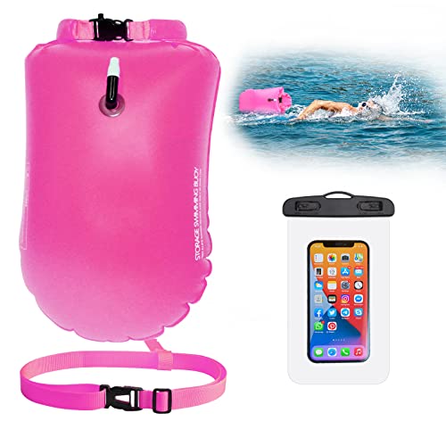 Boe di Nuoto,20L Boa di Nuotata,Galleggiante da Nuoto Selvaggio,Gonfiabile Traino Sacca Stagna Custodia per Telefono Impermeabile,Nuote Boa per Nuotatori Triatleti Snorkeling,Nuotata in Acque Libere