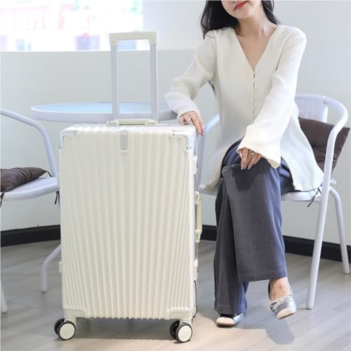 Suitcase Luggage Durable Trolley Case Aluminum Frame Boarding Case Universal Wheel Dry And Wet Separation Suitcase Luggage(Plateado)3