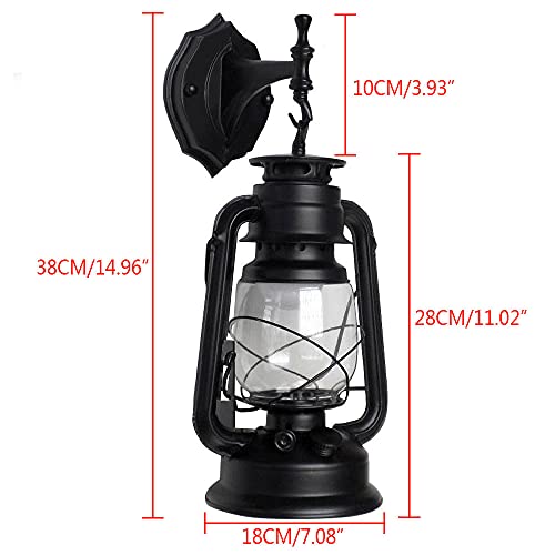 Image of Wall Sconces, Retro Antique Vintage Rustic Lantern Lamp Wall Sconce Light Fixture (Black - 2 Pcs)