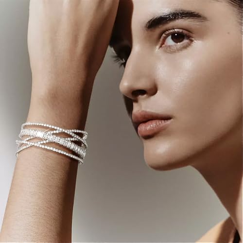 Suyi Rhinestone Cuff Bracelet Multilayer Crystal Bracelet Bride Bracelets for Women2