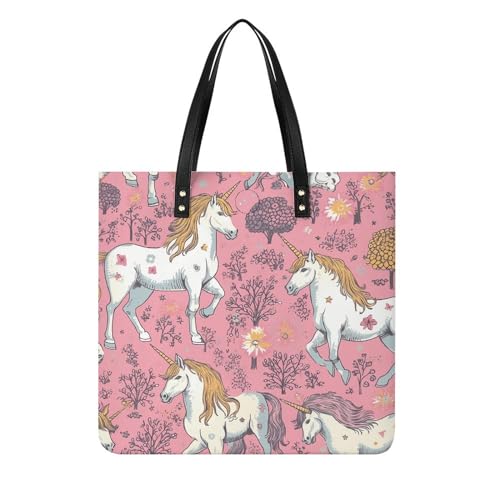 YJWANDL Bolsa de mão com estampa de unicórnios e bolsas de mão com fecho magnético superior para escritório, compras e viagens, estilo, 39 x 39 cm