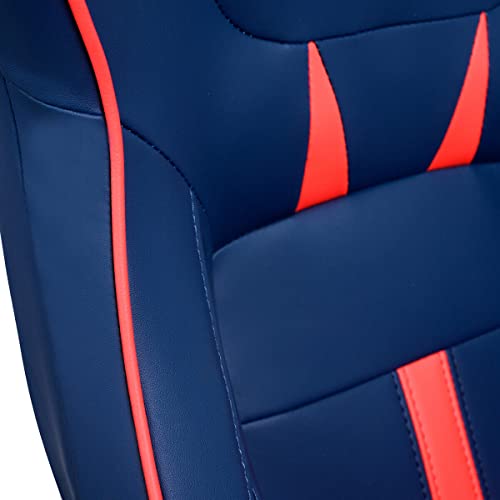 Wtravel Racing Seats 2 Pcs Reclinable Bucket Seats With 2 Sliders Adjustable Pu Leather Seats Universal Sport Seats For Cars (Blue&Red, 36.6" X 21.2" X 21.6") #TOP5