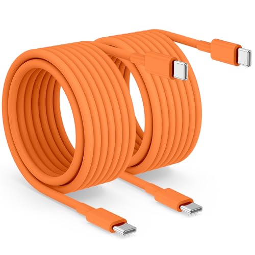 Image of 2pack 10ft USB C to C Cable, 60W Type C to Type C Fast Charging Cord for iPhone 17 16 15 Pro, Pro Max, Plus, iPad Pro, MacBook Air 13 inch, iPad Pro, Air, for Samsung Galaxy S25 and More, Orange
