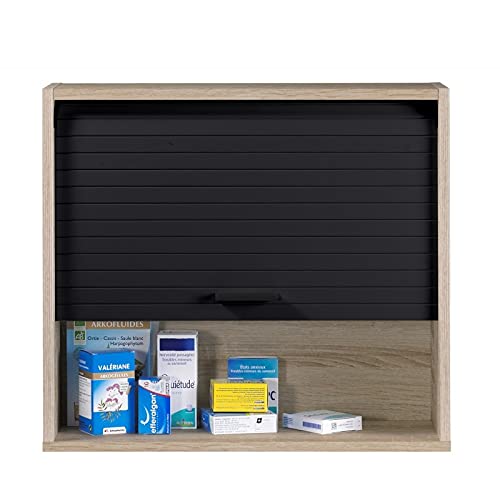 Meuble Cuisine Chêne Rideau Noir 1 Etagère Larg 60 Haut 53.6 Prof 25 cm