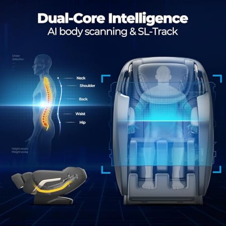 4D Full Body Massage Chair, Zero Gravity SL-Track Shiatsu Recliner with AI Body Scanning, Lumbar Heating, Yoga Stretch for Home Office