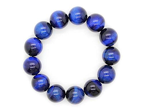 Bracelet œil de tigre bleu 16mm contre le stress avec perles en cristal