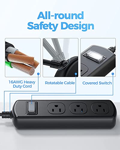 Outdoor Power Strip, 9 Ft Extension Cord, Weatherproof Power Extender With 3 Wide Waterproof Outlets, Electric Shockproof And Overload Protection For Bathroom Kitchen Patio Christmas Lights, Black #TOP5