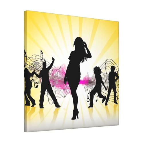 Toile silhouette musique dansante décoration murale bureau sans cadre