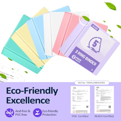 Sooez BinderX Extra Durable 5 Inch 3 Ring Binder, D-Ring Large Binder, Holds 950 Sheets of 8.5x11 Paper, Customizable View Cover with Inside Pockets, Heavy Duty 3 Ring Binder for School, Lavender - Image 2