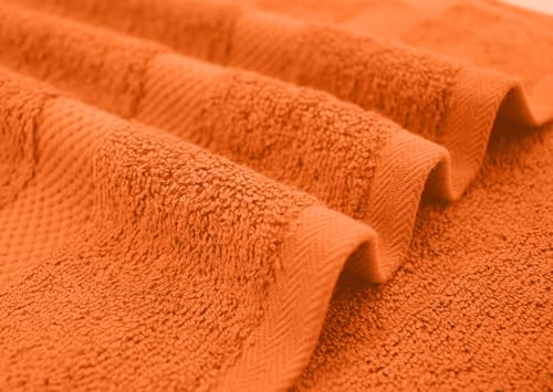 Image of DAN RIVER Bath Towels Set of 4, 27 x 54 Inches, 100% Cotton, Larger & Lighter Weight, Quicker to Dry, Super Soft and Absorbent, Ideal Bathroom Towels Set for Daily Use, Orange
