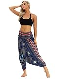 URVIP Damen's Drop Bottom Baggy Gypsy Hippie Boho Yoga Harem Sporthose Fitnesshose Yoga Leggings Bloomers One Size YCL-035