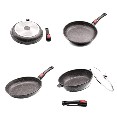 PRADEL LUXE, lot de 3 poêles 20/24/28 cm et sauteuse 28 cm, tous ...