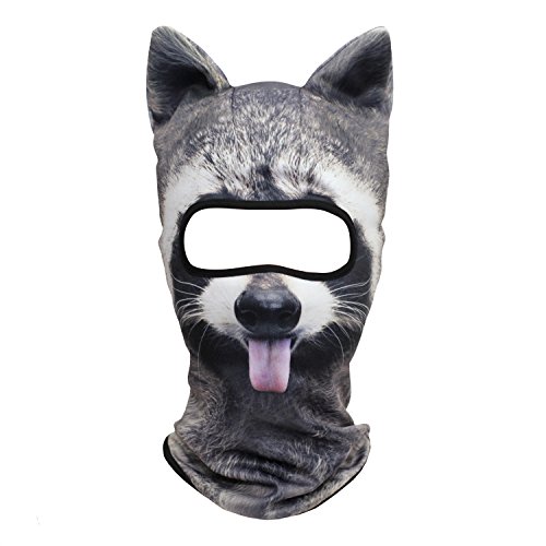 YOSUNPING 3D Animal Ears Balaclava,Cute Full Face Hood Mask Cover for Ski Snowmobile Riding Hunting Halloween Party Activities Music Festivals Raves Funny Raccoon 17