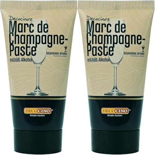 DECOCINO Marc de Champagne-Paste - 50 g - Backaroma zum Verfeinern von Pralinen, Desserts & Kuchen - gebrauchsfertig und vegan (Packung mit 2)