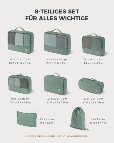 Koffer Organizer Set 8-teilig, Packing Cubes und Packwürfel für Handgepäck, Koffer und Rucksack, Reise Organizer – Ansicht 8