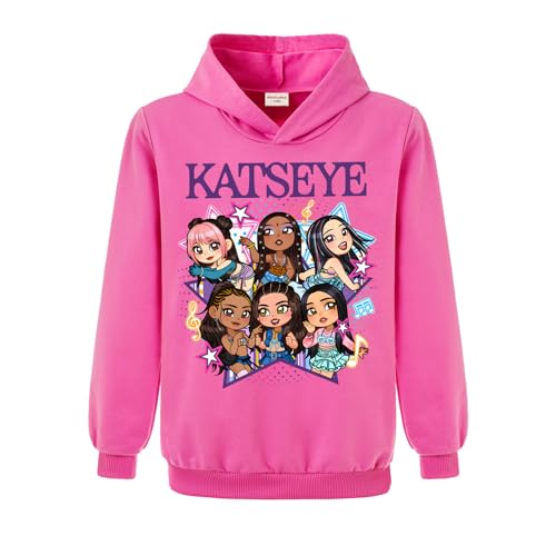 Minhuaha Girls Katseye Merch Hoodies Girl Jumper Fashion Hoodie Kids Tops (Rose Red 7 Years)
