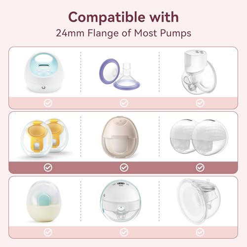 TOVVILD 15mm Flange Inserts for 24mm Flange/Shield, Compatible with Momcozy/MOMMED/Spectra Breast Pumps, Pump Parts Replace (4PCS 15mm)