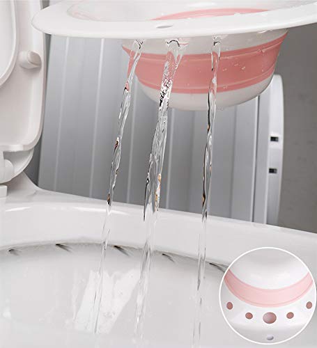 Sitzbad Bidet,Bidet Einsatz für Toilette Faltbar Bidetbecken Bidet Sitzbecken Sitzbad mit Flusher Sitzbäder Toilette für Standard-WC Vermeiden Hocken Personal Waschen Bidet Bowl (Weiß & Pink)