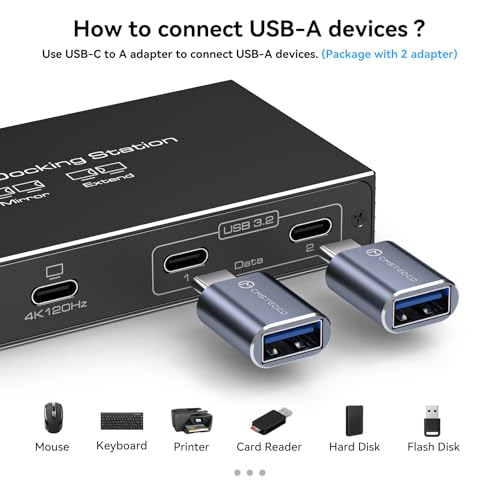 TJCXELE USB C Docking Station Dual Monitor 4K120Hz USB C Hub 6-in-1 Dual Monitor 100W PD, 10Gbps Data Ports, Laptop Docking Station Plug and Play for Dell/HP/MacBook Laptops and More - Image 8