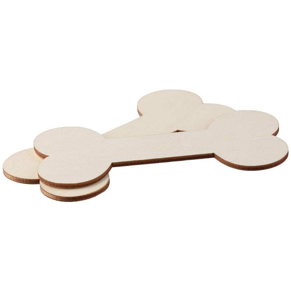 YYlingx 50Pcs Blank Dog Bone Shape Wood Chips, Wooden DIY Log Color Home Decoration Art, Unfinished Wooden Crafts - Image 4