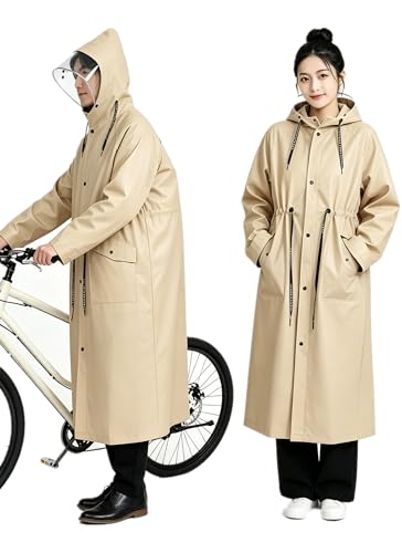 [Silentty] レインコート 自転車 レインポンチョ レインウェア レディース メンズ 防水 三重防水 二重透明レインバイザー ロング丈 リュック対応 2WAY EVA厚手 梅雨対策 通勤 通学 男女兼用 紺色 Mの商品画像（Amazon）