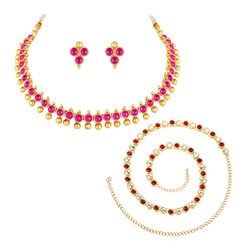 Image of Peora Traditional Ethnic Necklace & Jewellery Set Gift for Women