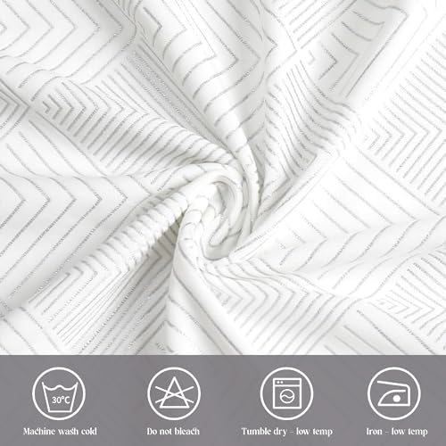 Majestic Giftware Velvet Tablecloths for Rectangle Tables | (70/160) - TC1407 Silver Geometric Print Hem Stitch Dining Table Cover | Decorative Washable Rectangle Tablecloth for Kitchen, Dinning by Majestic Giftware - Image 5