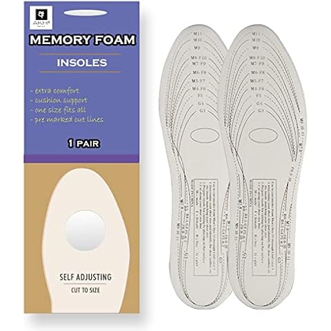 AKH® Memory Form Insoles | 1 Pair | Size 3 -12 | Cut to Size Featured | Comfort Shoe Inserts for Trainers Sneakers Sports Work Boots | Foot Pain Relief Comfort Inner Soles for Men and Women Cover