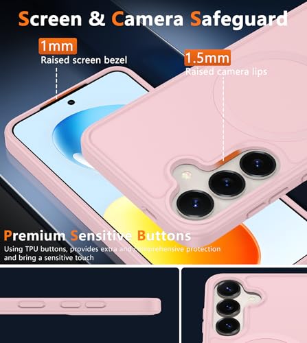 Image of FNTCASE for Samsung Galaxy S25 Case: for Galaxy S24 Cases Magnetic Military Grade Drop Protection Translucent Cell Phone Cover - Slim Durable Shockproof Protective Bumper Cases- 6.2 inches (Pink)