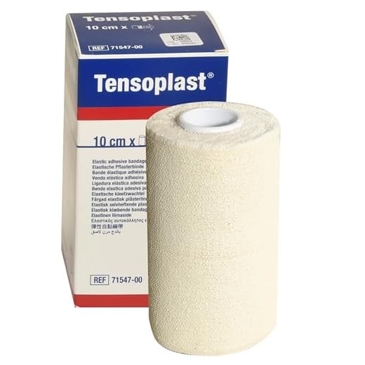 BSN - Venda elástica Adhesiva Tensoplast, Bordes Suaves y Material Adhesivo Poroso, Franja Central Amarilla, Tamaño 4,5 m x 10 cm, 1 pieza