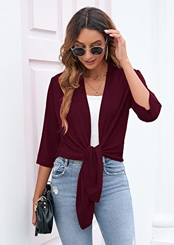 Image of Heymoments Women's Lightweight Open Front Cardigans 3 /4 Sleeve Casual Soft Drape Fall Cardigan S-2XL