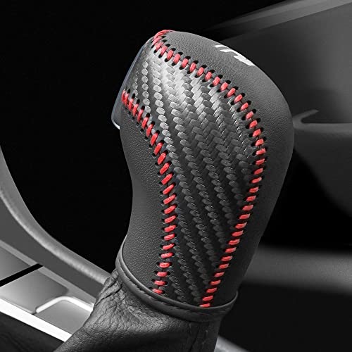 JIECHEN Auto Car Leather Gear Shift Knob Cover for Golf Jetta Passat Tiguan Atlas Beetle GLI Eos CC Golf TDI E-Golf Golf Sportwagen Jetta Hybrid Golf R Golf GTI Jetta Accessories (red)