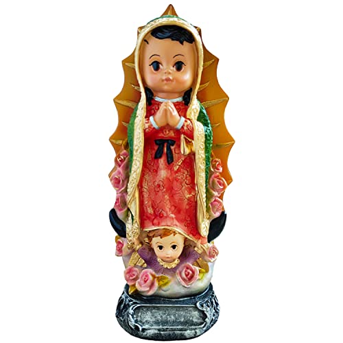 Mexicandoo Our Lady Of Guadalupe Cartoonish Style Statue (Estatua Virgen De Guadalupe Niña) For Baby And Kid’s Room Religious Decor Statue Catholic Figurine Gift Tabletop Sculpture Home Decoration #TOP21