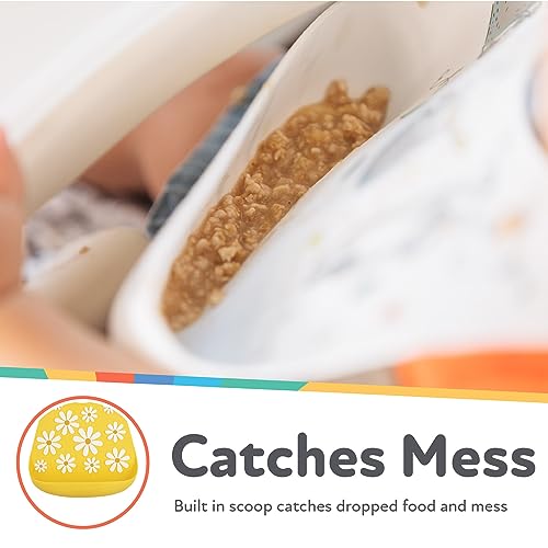 Nuby 3D Soft Silicone Baby Bib with Scoop - Silicone Bib for Toddlers and Babies 6+ Months - Yellow Daisy2