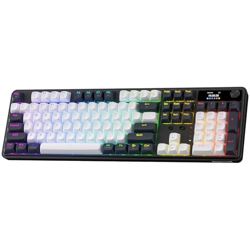 Image of Redragon K761 Wireless Gasket Gaming Keyboard w /Hype Screen & Knob, 104 Keys Mechanical Keyboard, Easy-Control 1.26' TFT Info Display, 5-Layer Noise Dampening, Custom Linear Switch, Abyssal Blue