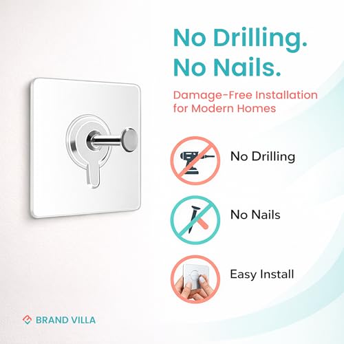 Image of BRAND VILLA Photo Frame Hooks for Wall Without Drilling, Heavy Duty Self Adhesive Wall Hooks Nail Free Strong Stainless Steel Transparent Hanging Hook for Frames & Home Decor (Pack of 30)