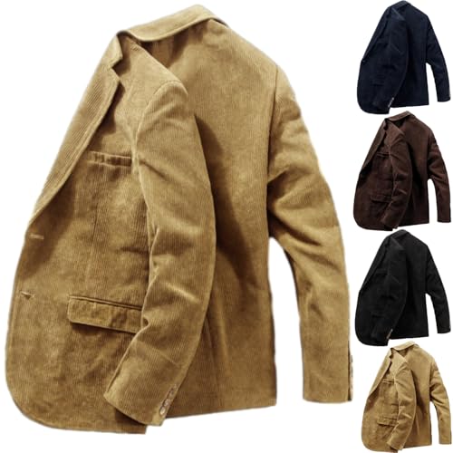 GAGFDA Veste en Velours Homme Style Vintage Décontracté, Blazer Sport Homme avec Revers, Coupe Ajustée en Coton Manches Longues, 2 Boutons, Veste de Travail...