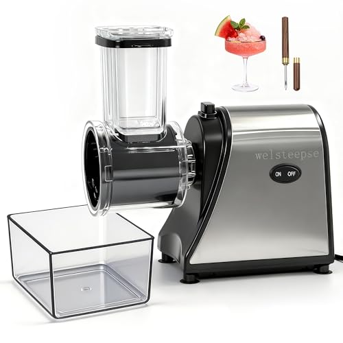 Image of Snow Cone Machine & Shaved Ice Machine, Crushed Ice Maker in Stainless Steel Metal Design with Ice Pick & Tray - Powerful Motor, Sharp Blades, Fast Ice Shaving for Home, Parties