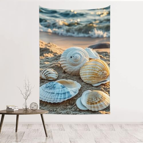 Tapisserie murale en velours pêche Sleep On Shells douceur