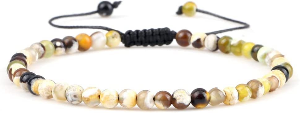Bracelet en pierre de feu jaune 4mm fait main bijoux en cristal Reiki véritables