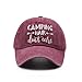 Waldeal Women's Embroidered Camping Hair Don't Care Hat Adjustable Washed Trailer Accessories Cap Burgundy