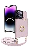 シズカウィル iPhone 14 Pro 用 ケース ショルダー カバー ショルダーストラップ アイファンデ5 ショルディー フルール 1個入り ローズティ