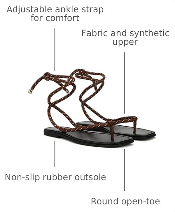 RJYLP Rope Flat Sandals for Women Strappy Open Toe Thong Sandals Summer Slingback Slip On Slide Sandals with Adjustable Strap by RJYLP - Used condition - Image 2