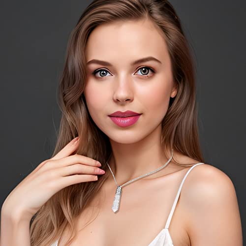 Bosteda Crystal Necklaces For Women Girls, Hexagon Crystal Point Pendant Gemstone Necklace, Healing Crystal Stone Necklace For Spiritual Jewelry (White Quartz) #TOP5