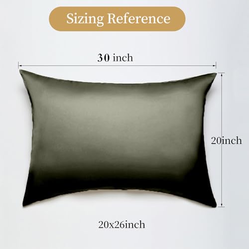 Mulberry Silk Pillowcase for Hair and Skin Queen Size 20"X 30" with Hidden Zipper, Softer Than Silk Pillow Cases Queen Smooth Cooling Pillow Covers for Sleeping(Olive Green,Queen,1Pcs) ﻿ - image 5